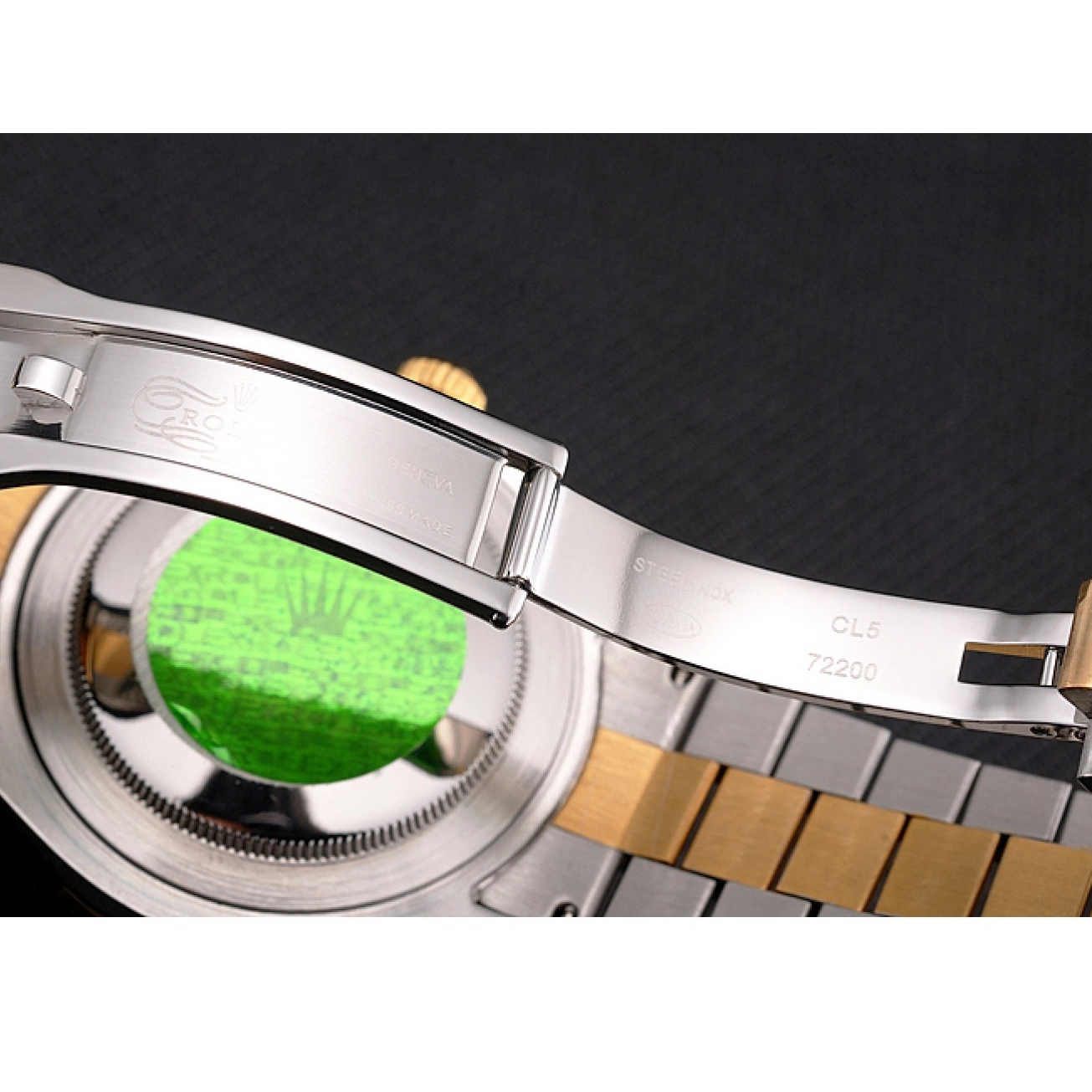 Good copy rolex watches Swiss Bracelet Marks Diamond Stainless Hour White Two Dial Tone Case Rolex Bezel Datejust Steel Gold 0729